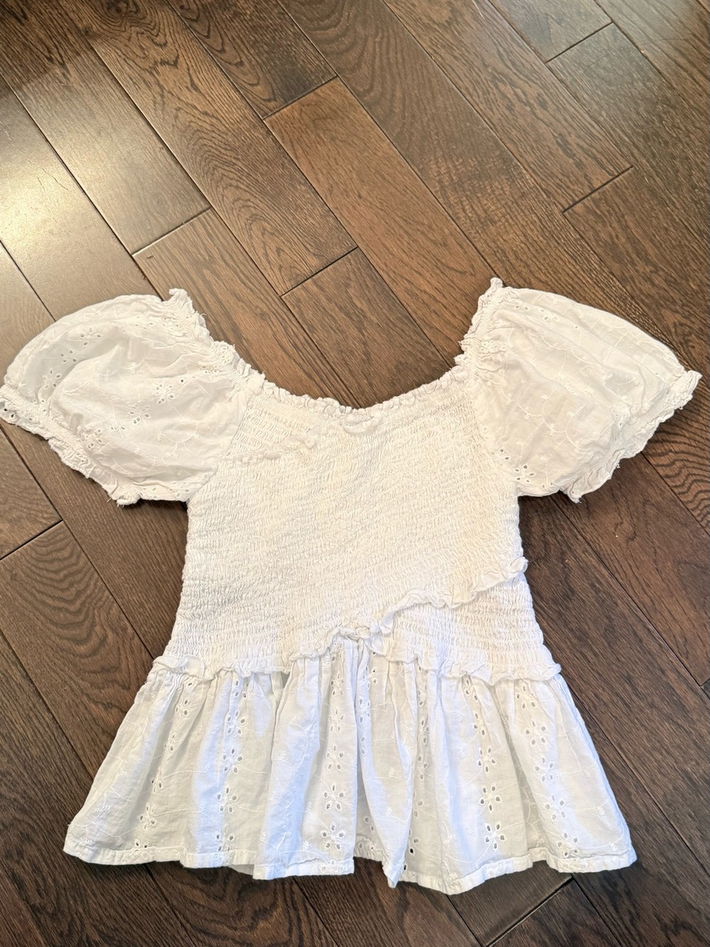 Cotton White Eyelet babydoll Peplum Top